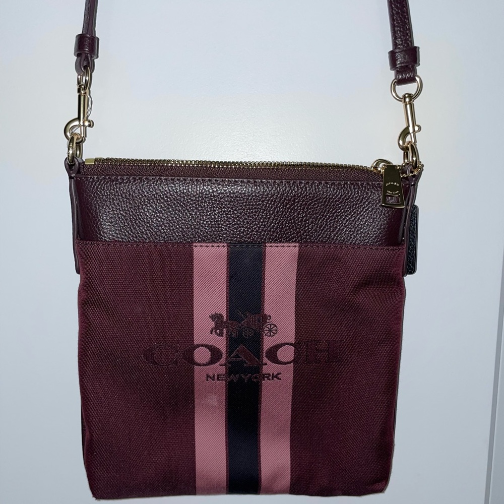 Burgundy and Pink Small Coach Crossbody